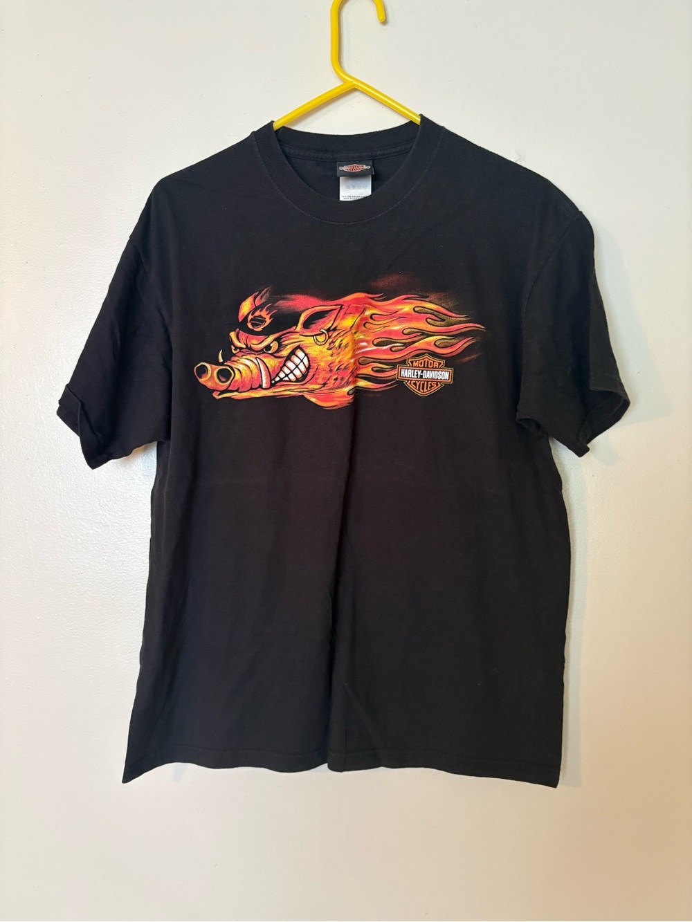 Harley-Davidson Black Tee with Flaming Boar Graphic
